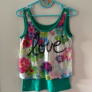 Justice Sequin LOVE Tank Top